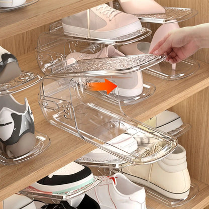 Range chaussures FJELL™ empilable en acrylique transparent pour rangement moderne et minimaliste