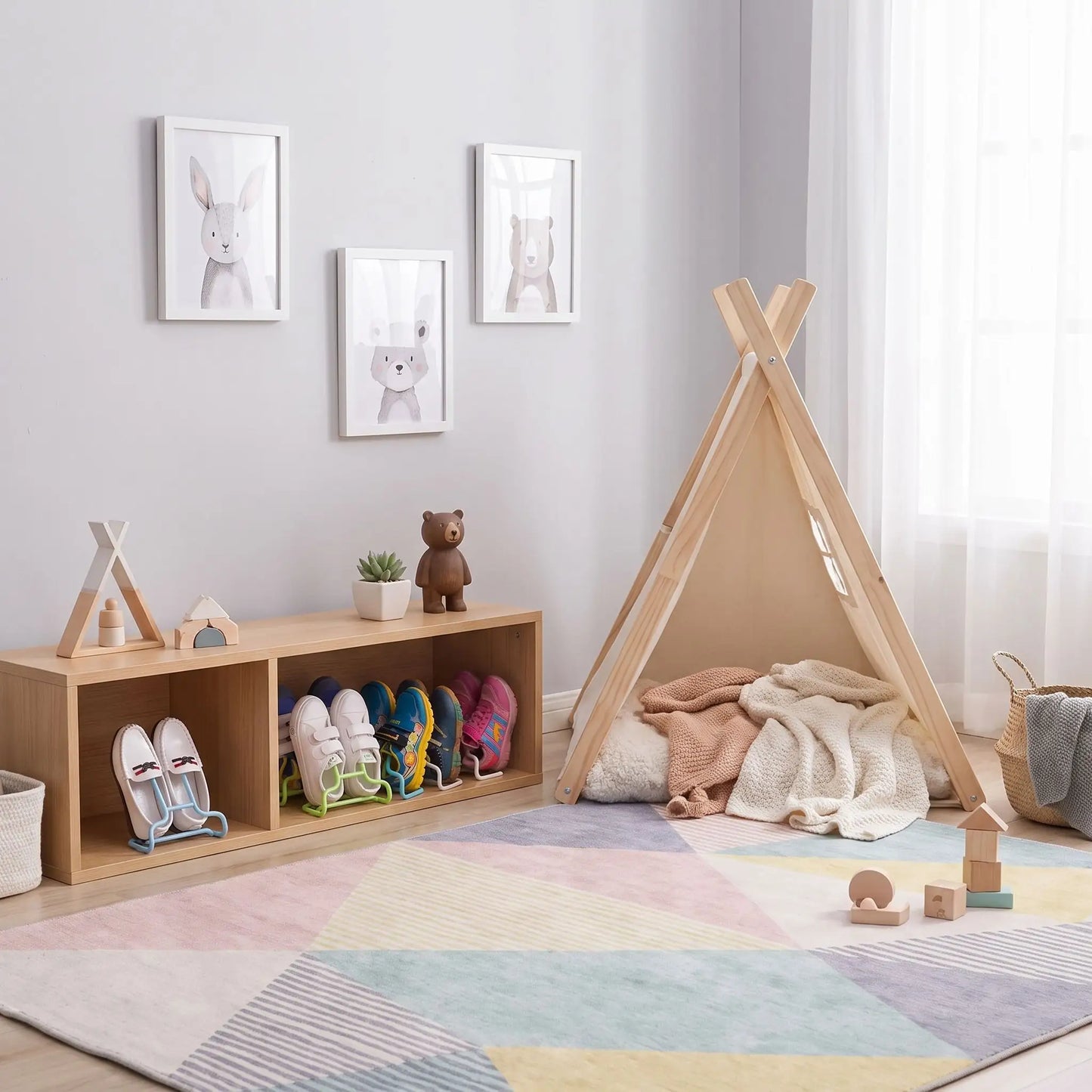 Rangement chaussures enfant en plastique résistant pour entrée ou chambre d'enfant