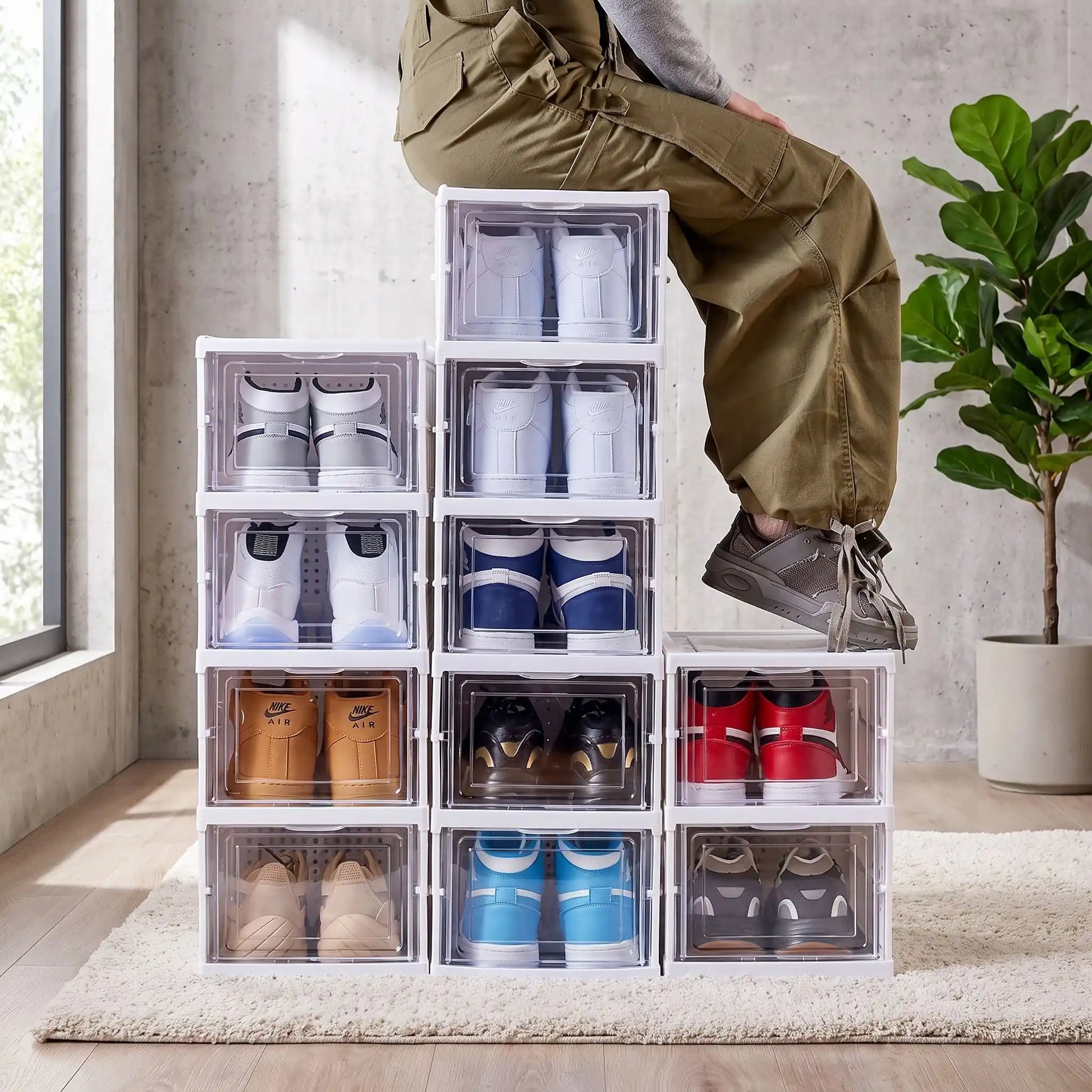 Range chaussures compact ModuBox en PP haute densité pour entrée moderne