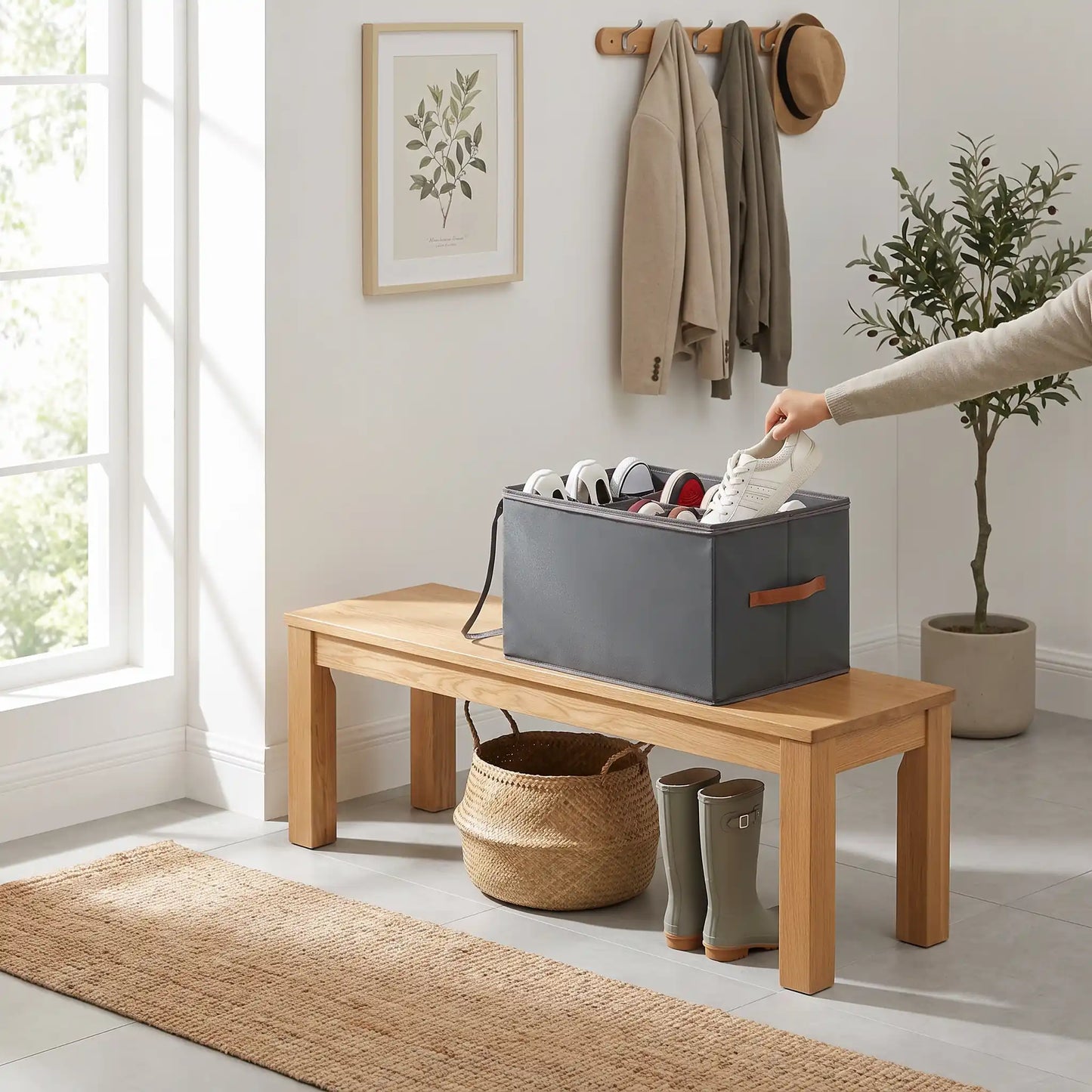 Boîte à chaussures modulable en tissu Oxford robuste, idéale pour créer une structure stable