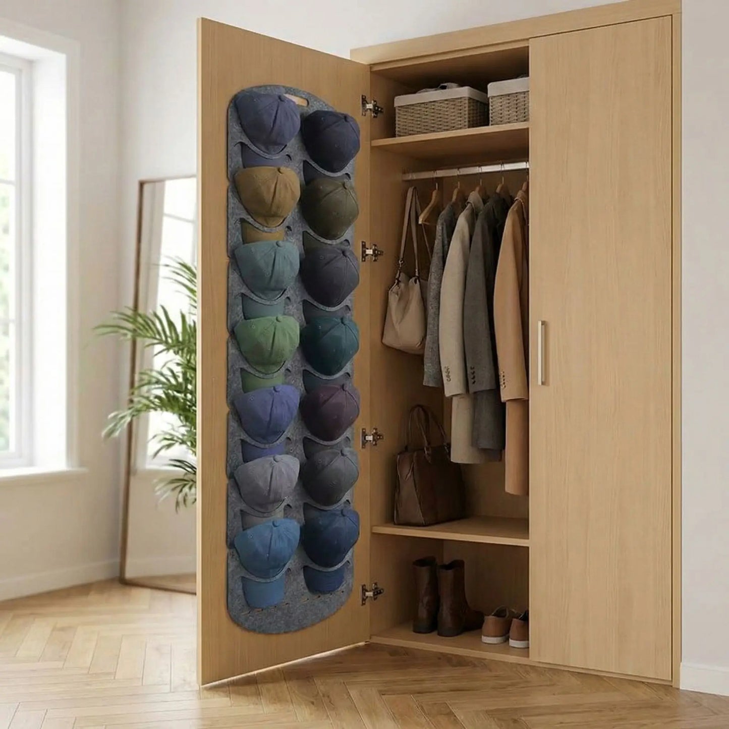 Rangement casquette dans une belle entrée