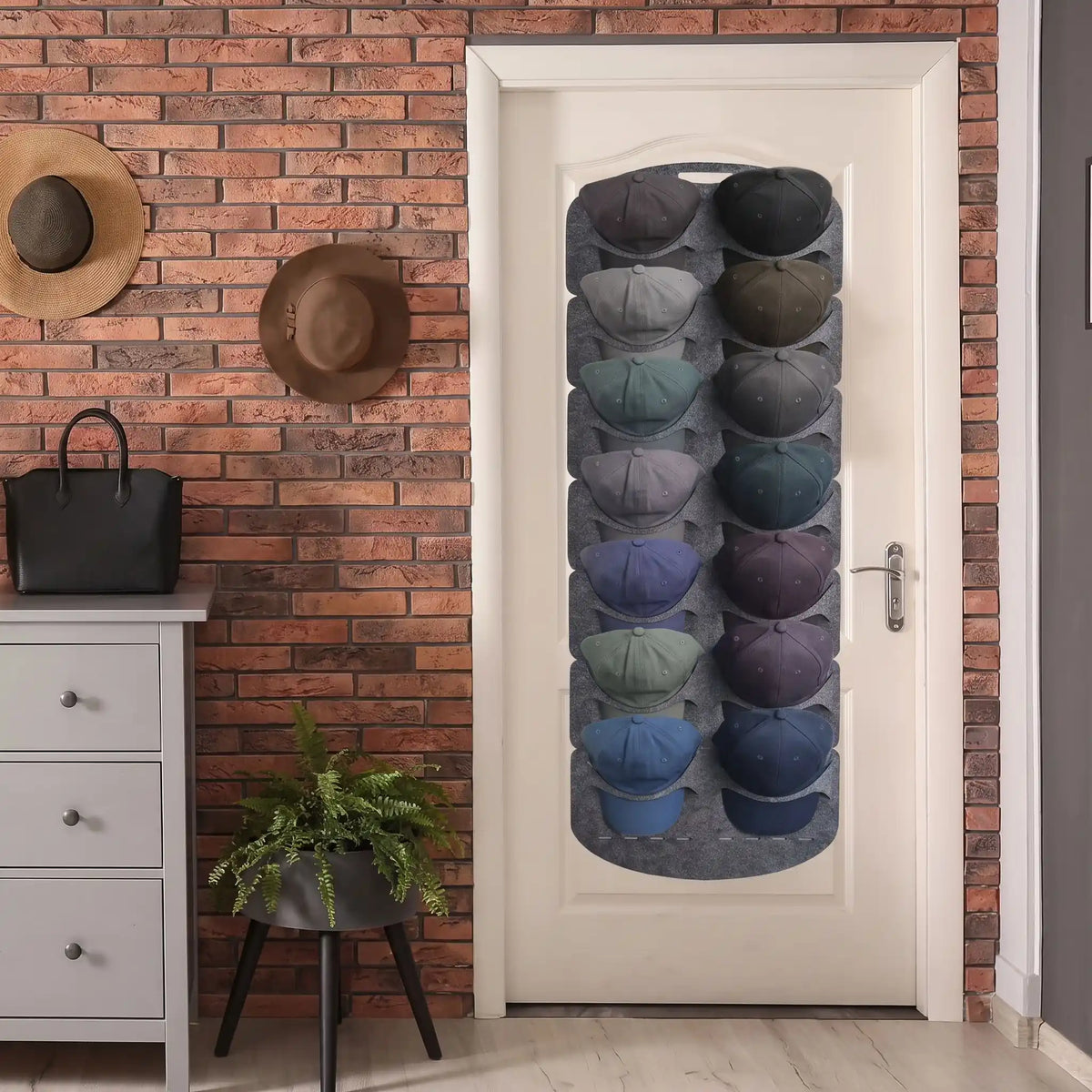 Rangement casquette FJELL™ OrganizeMax en feutre premium pour organiser et protéger les casquettes