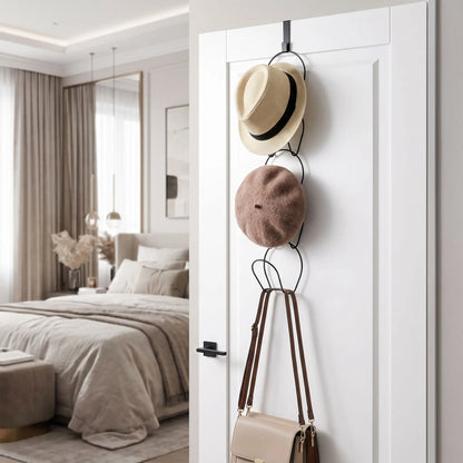 Rangement casquette NORDEN™ avec cintres polyvalents en acier inoxydable vu de côté pour montrer la structure