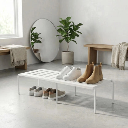 Rangement Chaussures | Organisateur Extensible et Modulaire Rangement chaussures Rangement signature Lot de 2 Blanc 