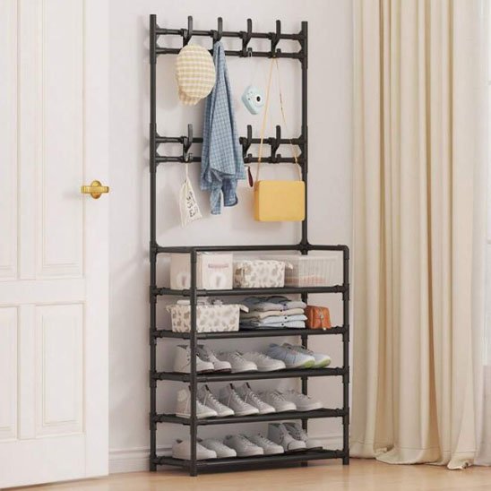 rangement chaussures - gain de place - OrganizHome™ avec chapeau et veste