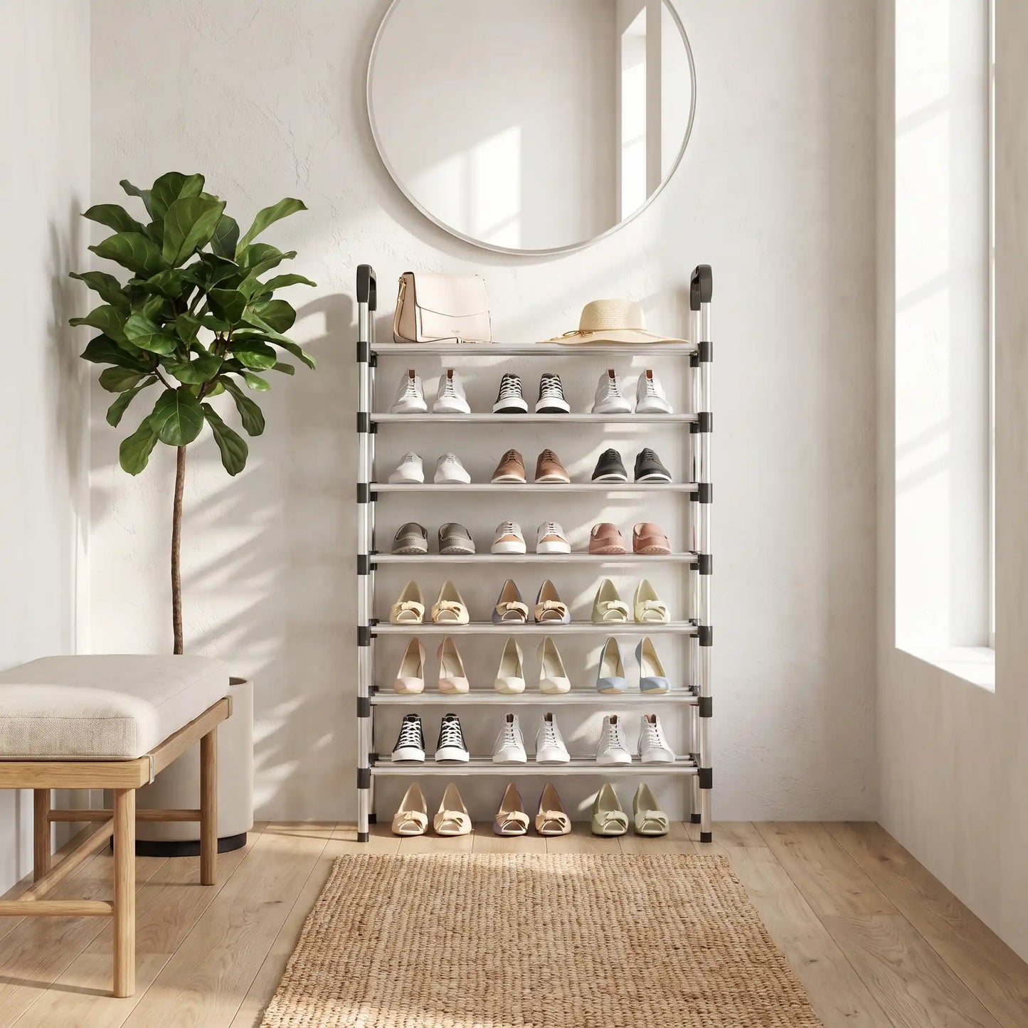 Rangement chaussures norden etagere gain de place organizehome inox pour un rangement solide et durable