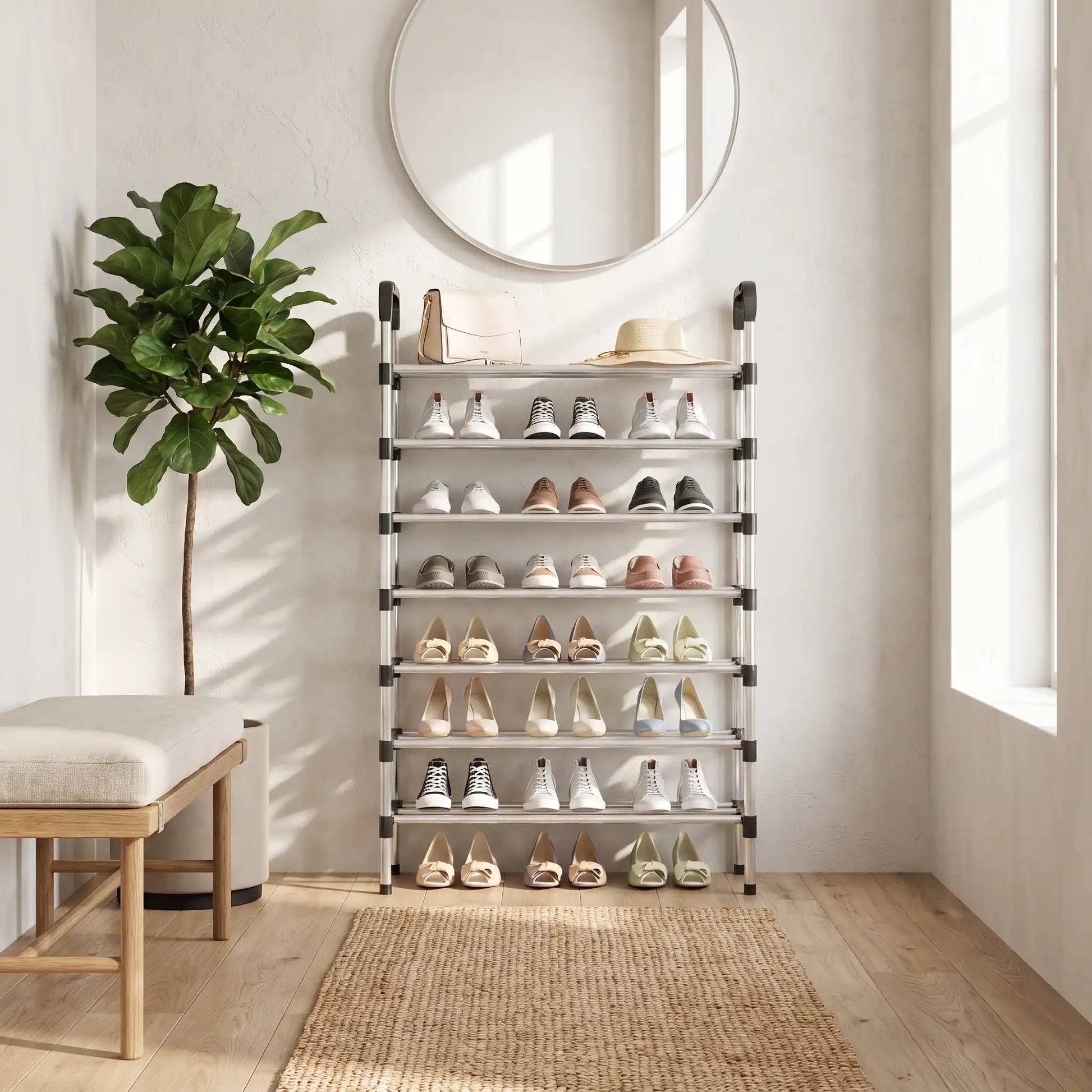 Rangement chaussures norden etagere gain de place organizehome inox pour un rangement solide et durable