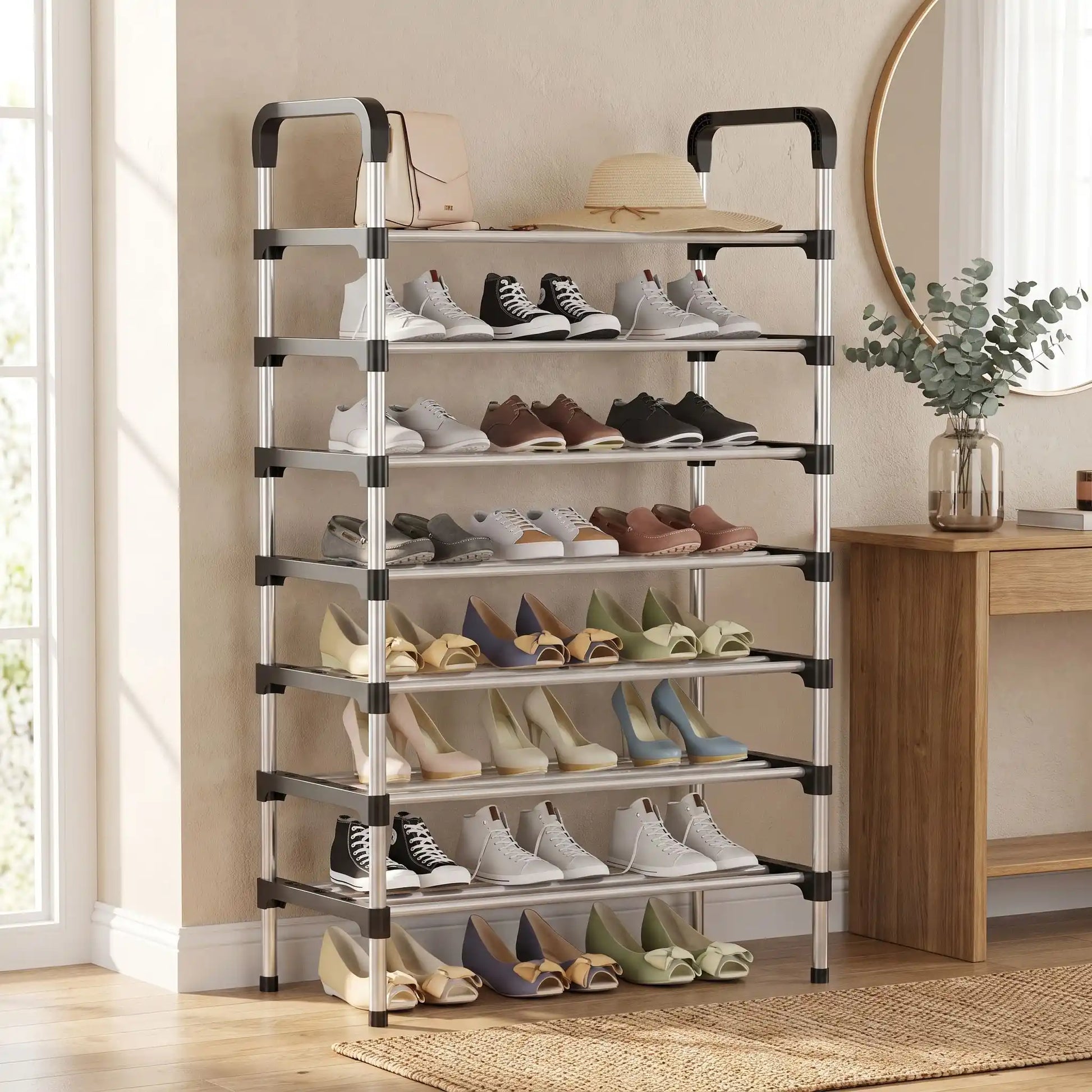 Étagere gain de place en inox NORDEN OrganizeHome pour optimiser le rangement des chaussures