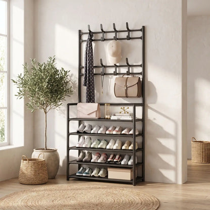Rangement chaussures NORDEN™ noir gain de place OrganizHome™ pour optimiser l’espace dans l’entrée