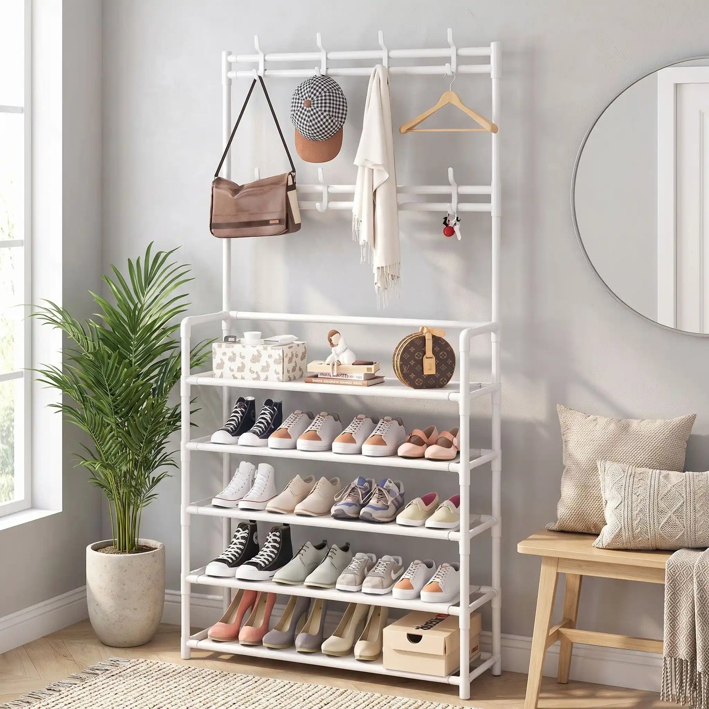Rangement chaussures Norden blanc gain de place Organizehome pour un rangement pratique et stable