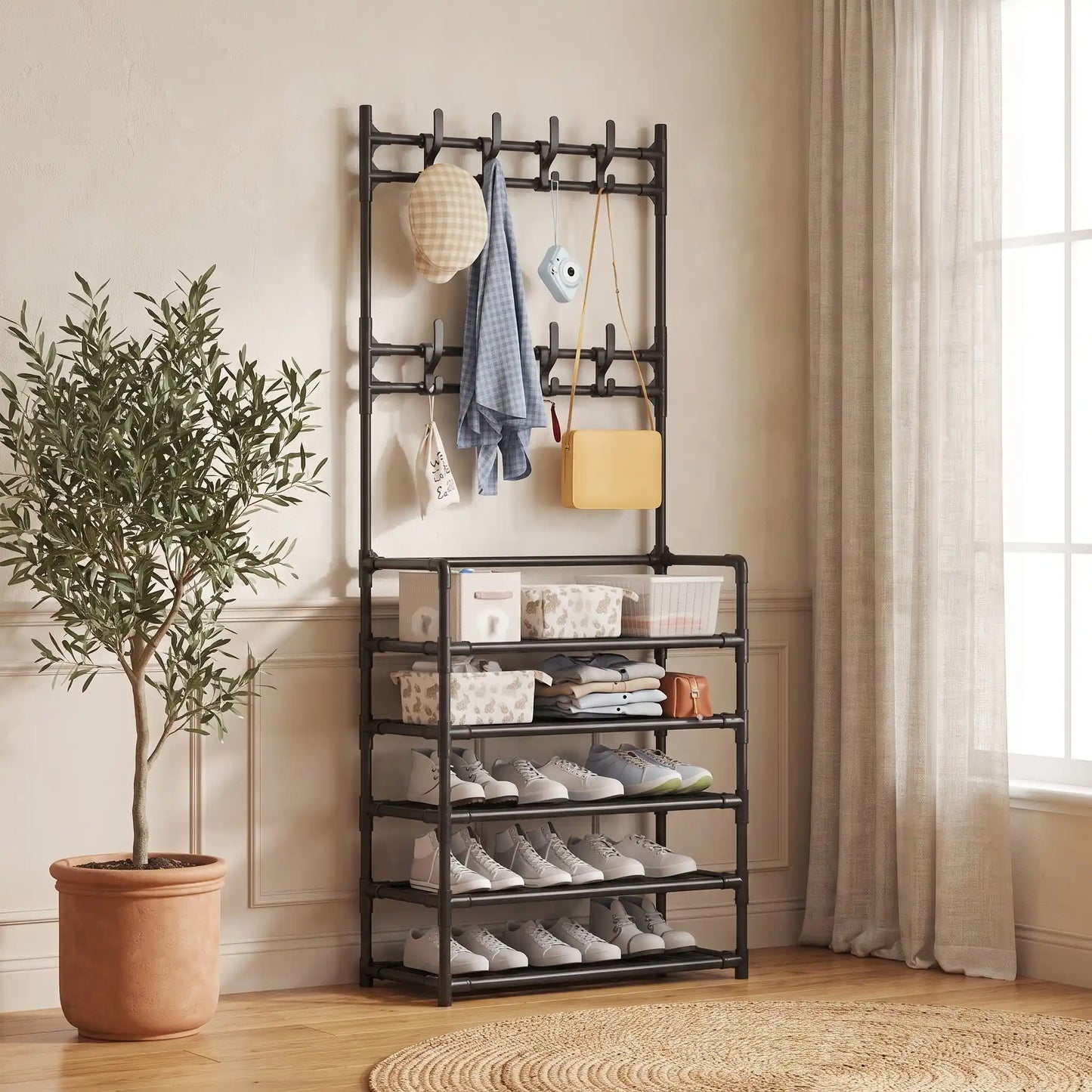Rangement chaussures Norden noir gain de place Organizehome avec structure solide pour économiser de l’espace
