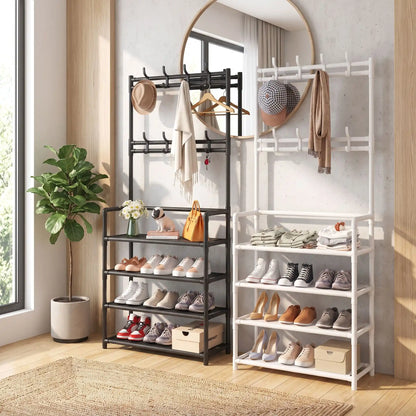 Rangement chaussures NORDEN™ noir ou blanc gain de place OrganizHome™ pour optimiser l’espace dans l’entrée
