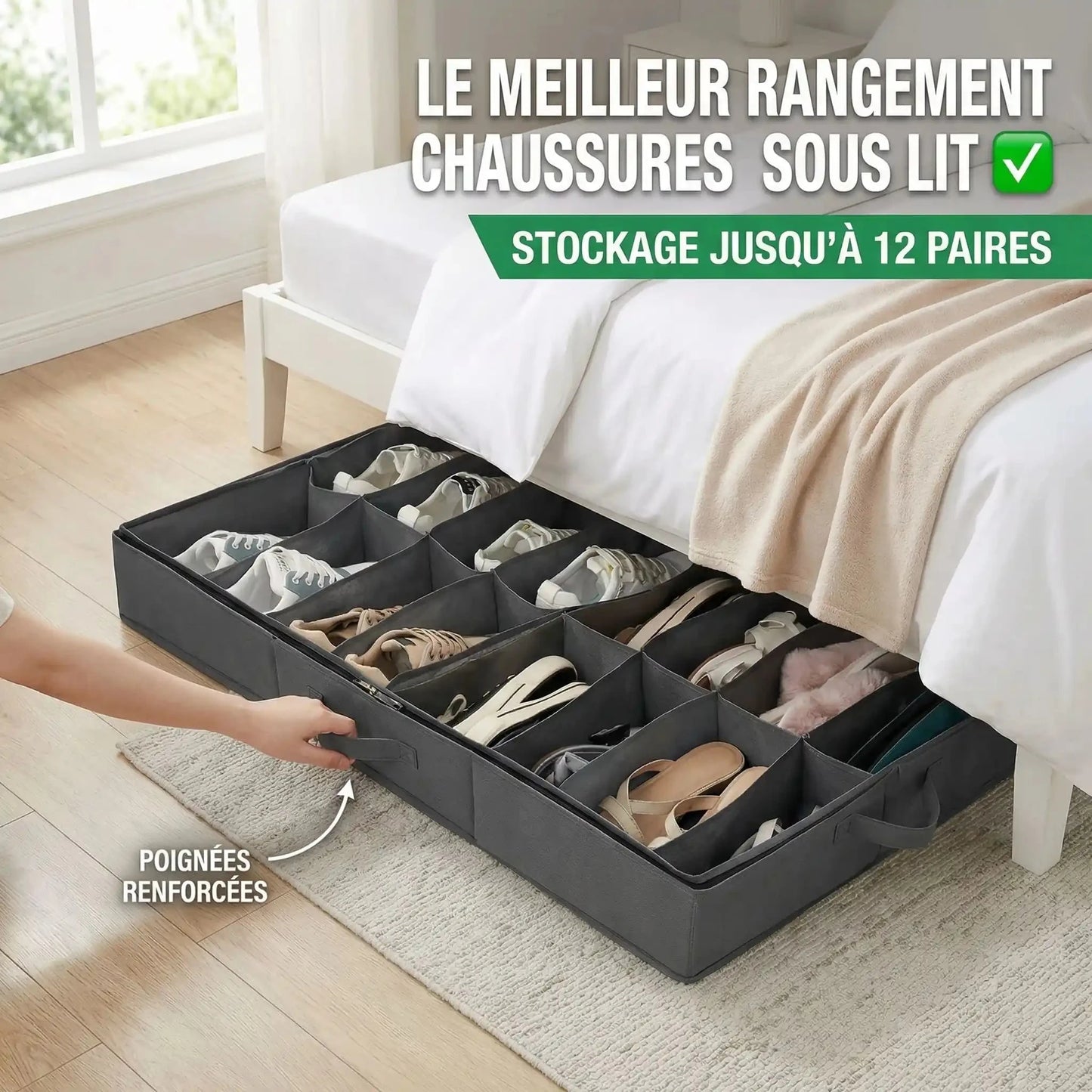Rangement Chaussures | Organisateur Sous Lit SpaceVision™ Rangement chaussures Rangement signature 