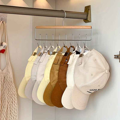 Support Casquette en Bois | Rangement 8 crochets - Rangement signature