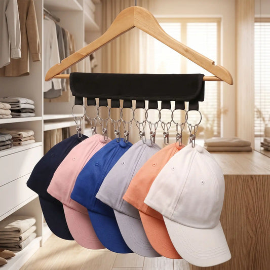 Support casquette FJELL™ 10 clips en acier inoxydable avec tissu résistant présenté en vue frontale