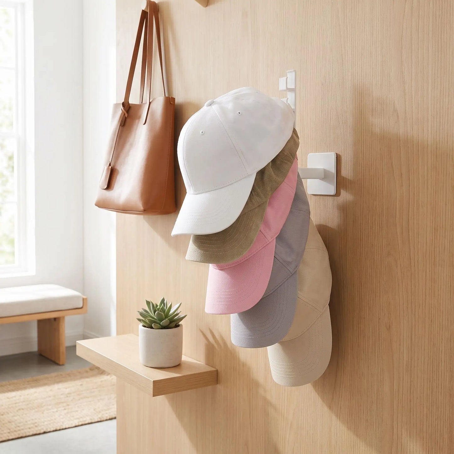 Support casquette mural NORDEN™ sans perçage  vu de côté pour montrer la finition technique