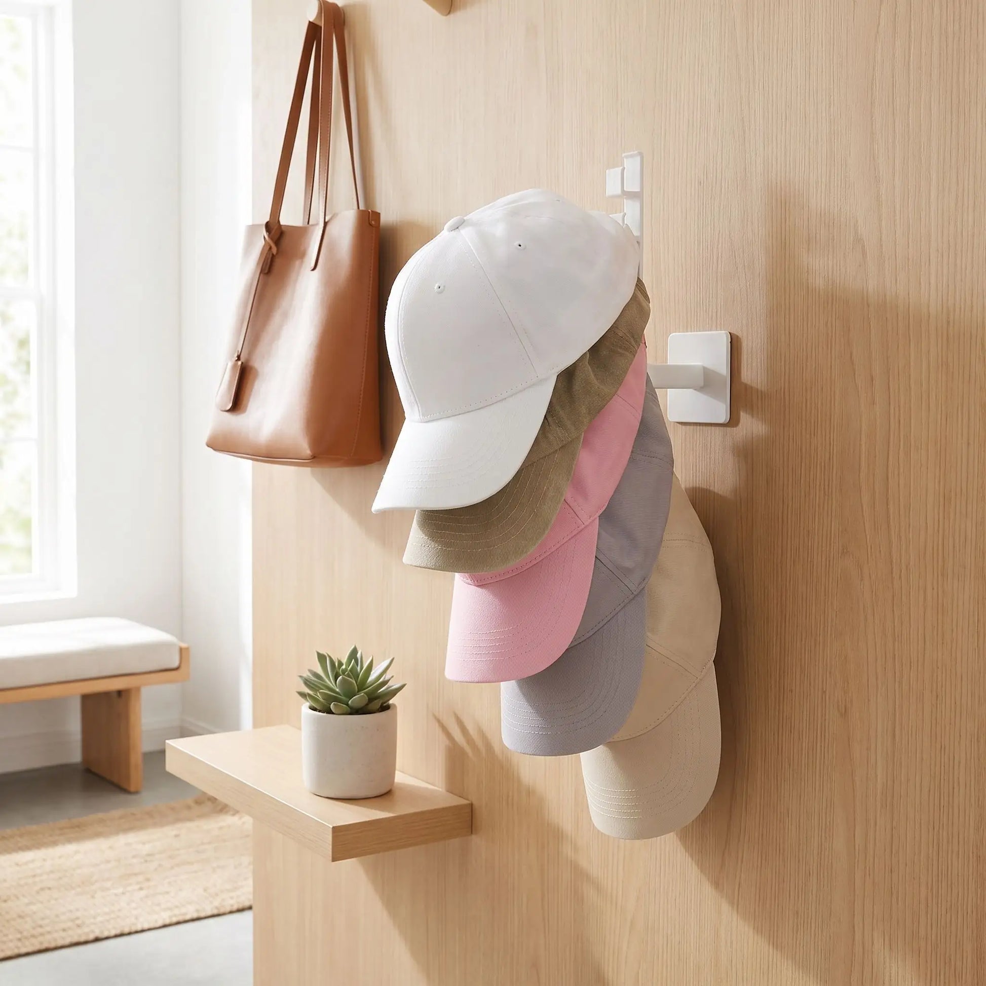 Support casquette mural NORDEN™ sans perçage  vu de côté pour montrer la finition technique