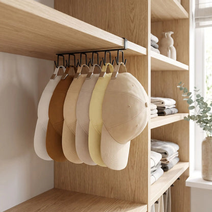Support à casquette suspendu NORDEN™ double rangée pour placard  installé pour illustrer la suspension