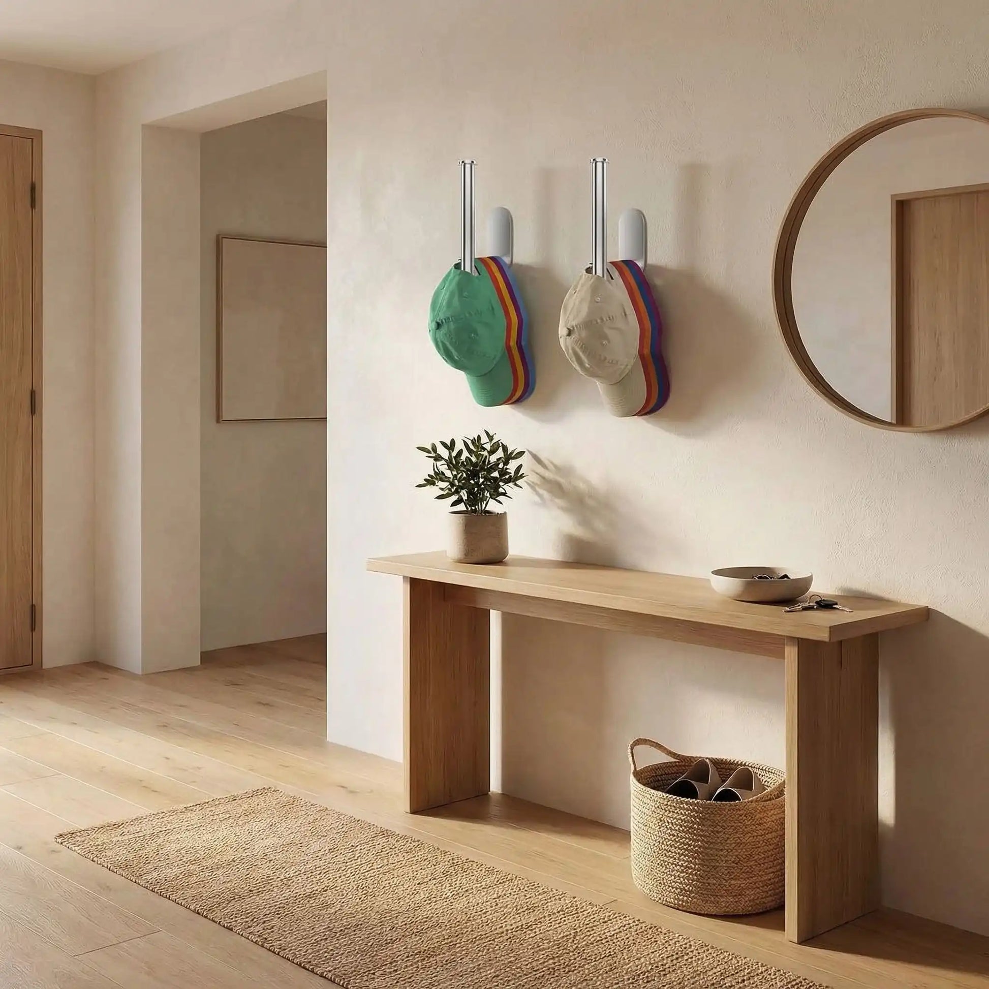 Support pour casquette mural sans perçage entrée