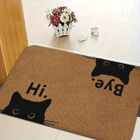 Tapis d'entrée intérieur original chat noir