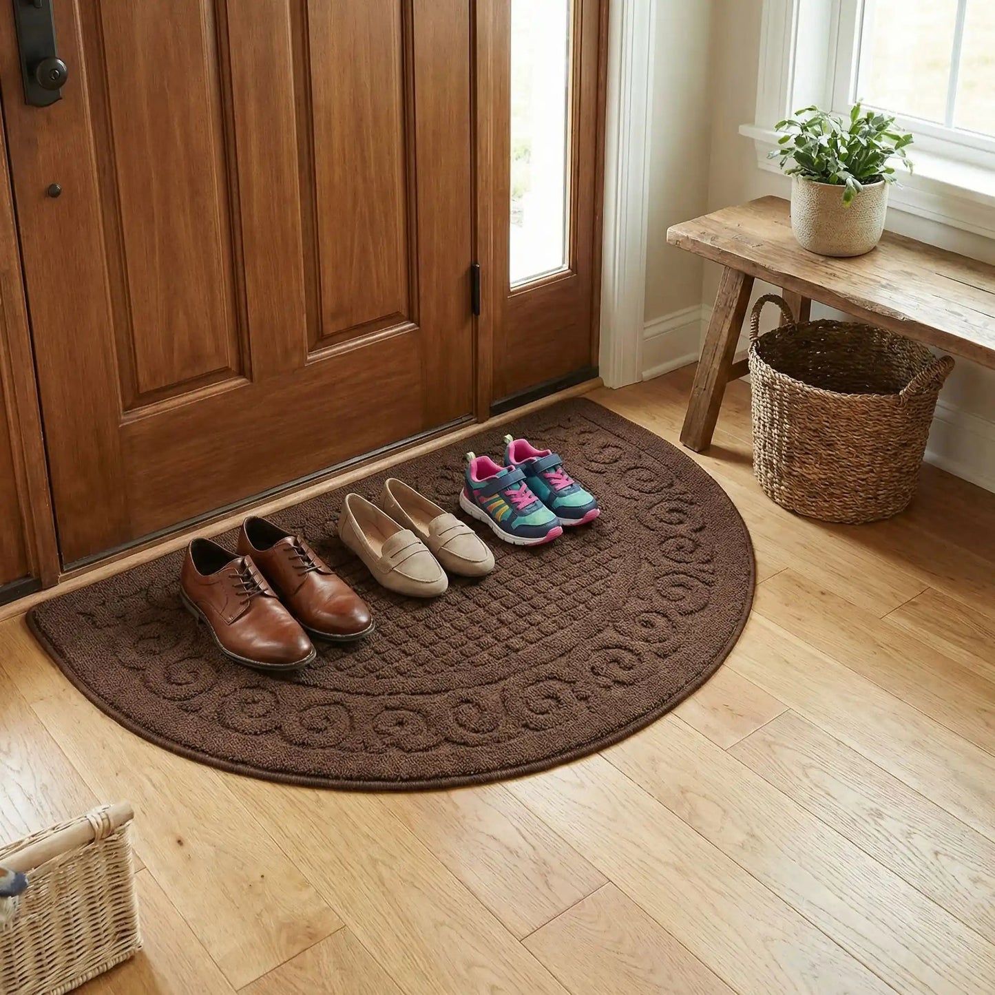 Tapis d'entrée intérieur | Demi-Lune Antidérapant - Rangement signature