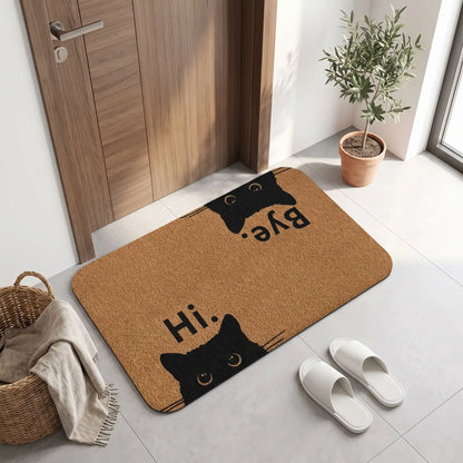 Tapis d’entrée intérieur FJELL™ chat noir style artistique 100% polyester