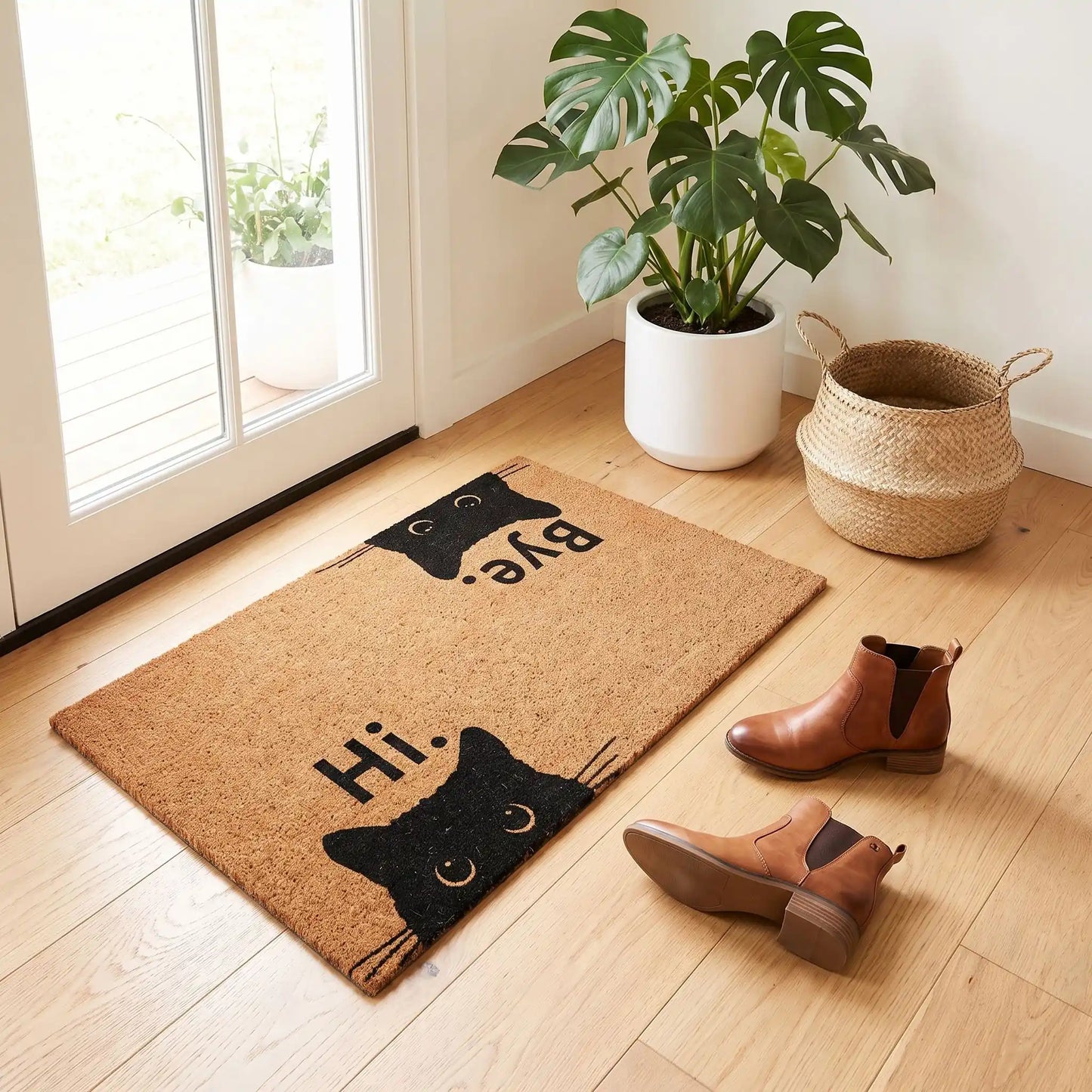Tapis d’entrée intérieur FJELL™ chat noir style artistique format complet