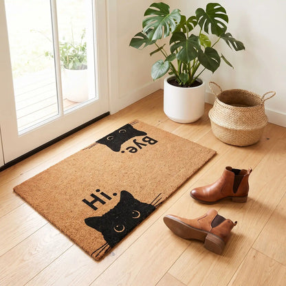Tapis d’entrée intérieur FJELL™ chat noir style artistique format complet