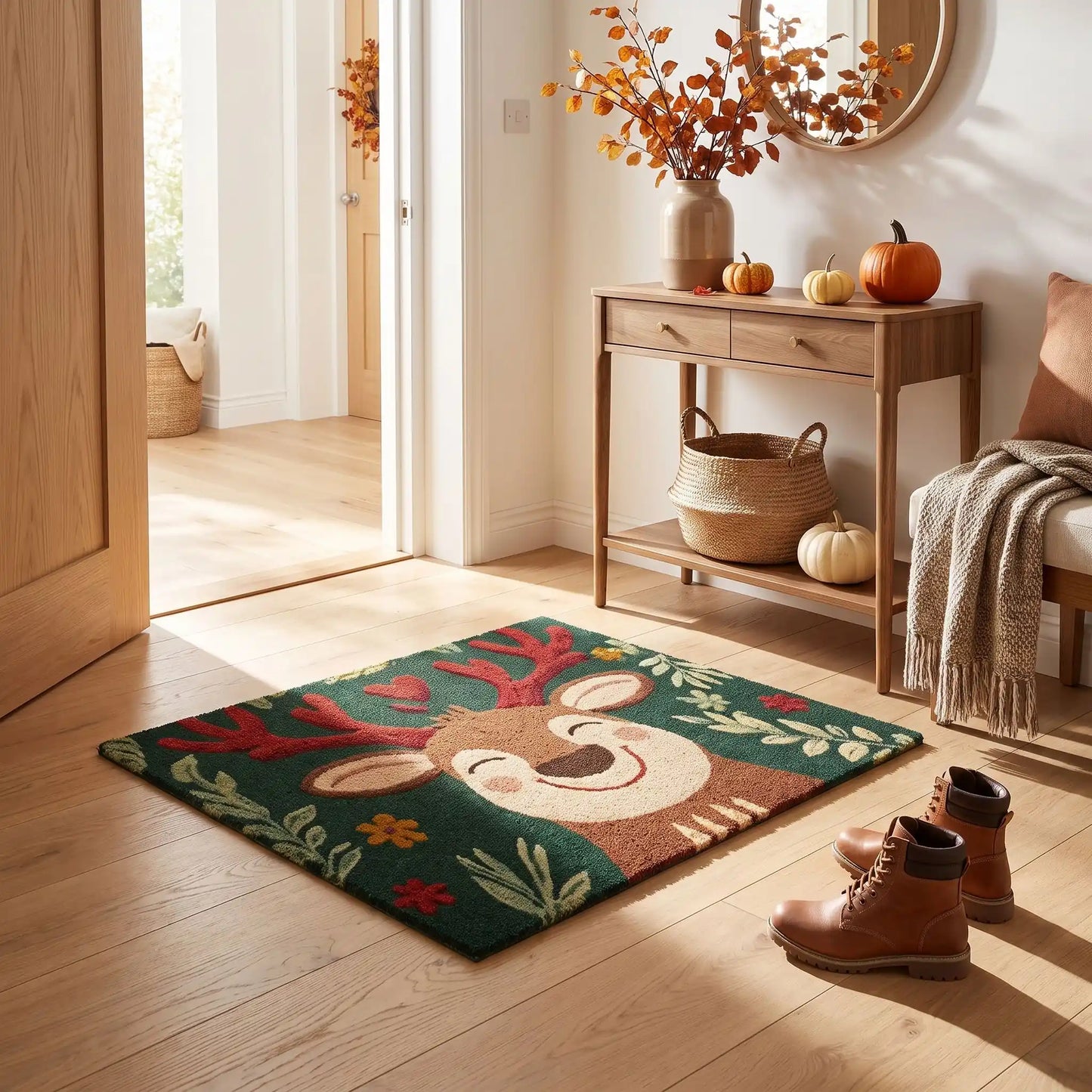 Tapis d’entrée intérieur FJELL™ reine au nez rouge esprit hivernal format complet