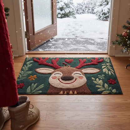 Tapis d’entrée intérieur FJELL™ reine au nez rouge esprit hivernal dans une entree chaleureuse