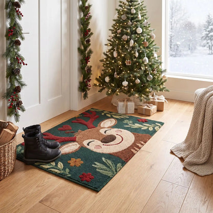 Tapis d’entrée intérieur FJELL™ reine au nez rouge esprit hivernal texture polyester