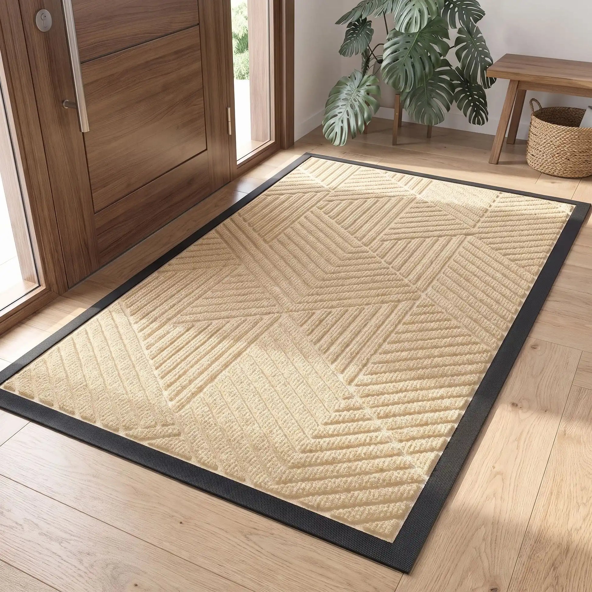 Tapis d’entrée NORDEN™ AquaGuard beige en fibres polyester et caoutchouc