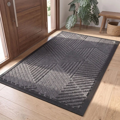 Tapis d’entrée NORDEN™ AquaGuard gris en fibres polyester et caoutchouc