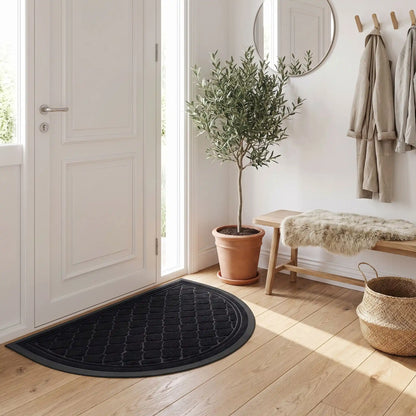Tapis d’entrée NORDEN™ demi‑lune noir obsidienne performance technique polyester et caoutchouc