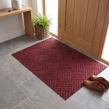 Tapis d’entrée NORDEN™ haute‑résistance rouge en polyester épais et caoutchouc