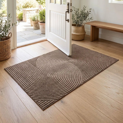 Tapis d’entrée NORDEN™ rainures 3D motif cercle haute‑résistance kaki