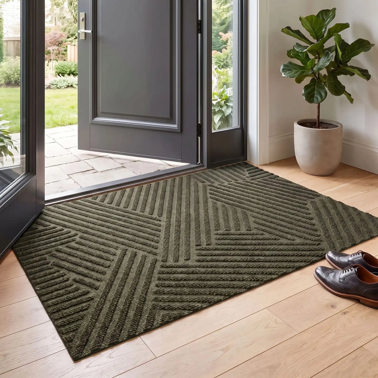 Tapis d’entrée NORDEN™ rainures 3D Pro résistance industrielle 100% polyester kaki