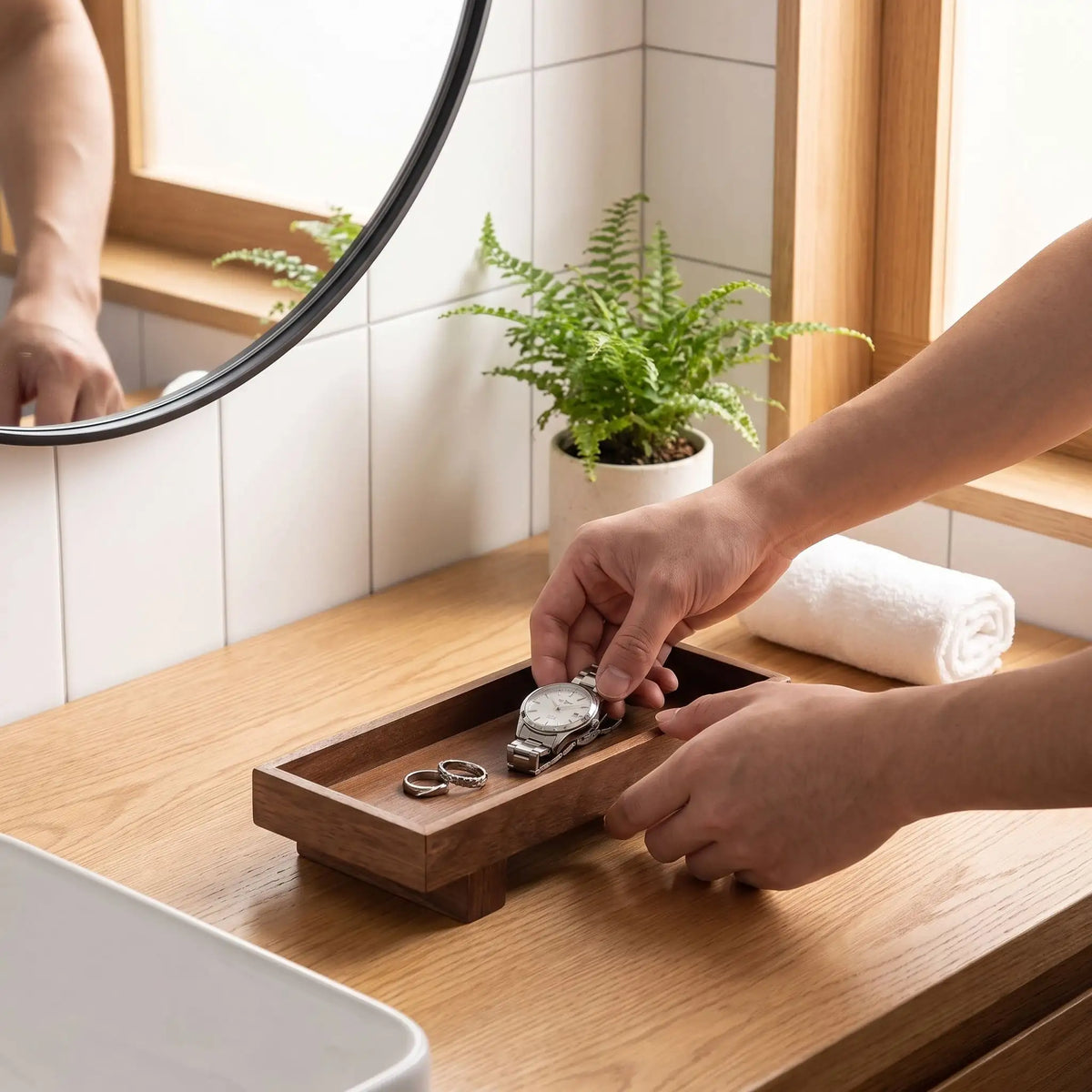 Vide‑poche Design SKOG™ en bois Zen Japonais pour essentiels du quotidien