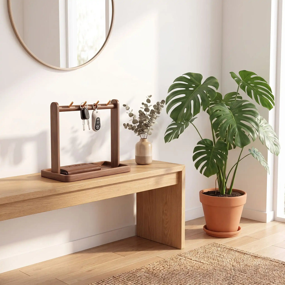 Vide-poche design Skog Column sur meuble avec plante