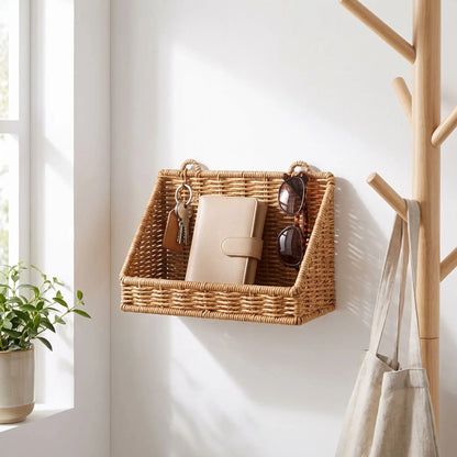 Vide‑poche mural SKOG™ en rotin tressé pour entrée naturelle