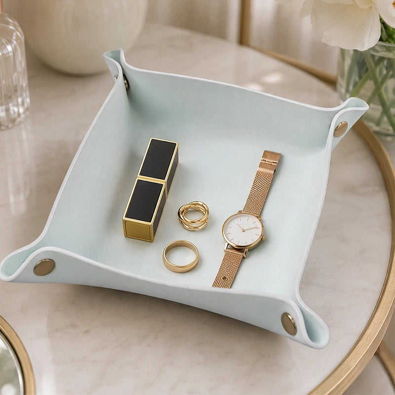 Vide‑poche NORDEN™ pliable en similicuir blanc