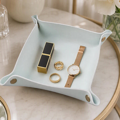 Vide‑poche NORDEN™ pliable en similicuir blanc