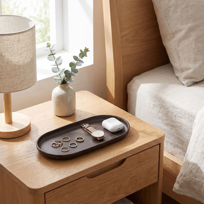 Vide‑poches SKOG™ noyer ovale petit au design naturel et apaisant